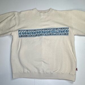 Vintage Quicksilver Surf Sweater Men’s Large Beach Floral Hibiscus Crew Pullover